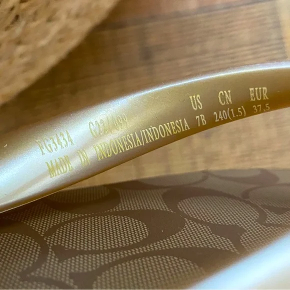 COACH ⭐️NWOT Slip On Sandals in Gold + Brown - Picture 5 of 8